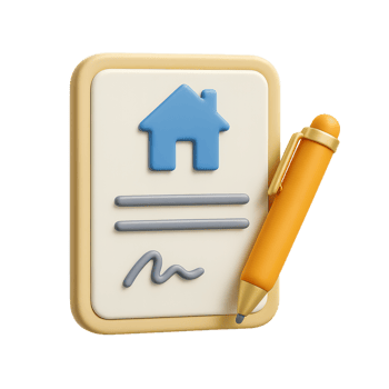 Simple Real Estate Contract Icon with Pen and Home Symbol png