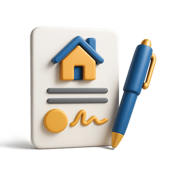Simple Icon of Real Estate Contract with Pen and House Illustration png