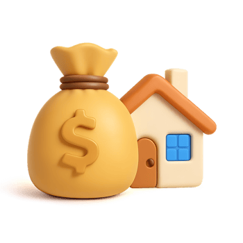 Money Bag and House Symbol Representing Mortgage and Loan Concepts png