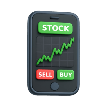 3D Smartphone Icon for Trading with Stock Market Visualization png