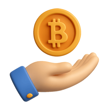 Simple Hand Holding Bitcoin Icon in a 3D Style Design png