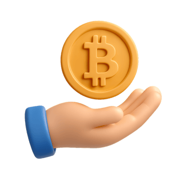 Hand Holding Bitcoin Icon in 3D Style for Digital Currency Concept png