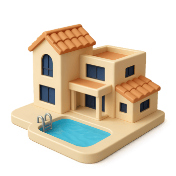 Iconic Luxury Villa with Pool, Modern Design, Simple Aesthetics png