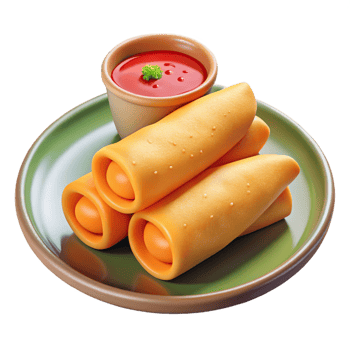3D Icon of fried spring rolls stacked png