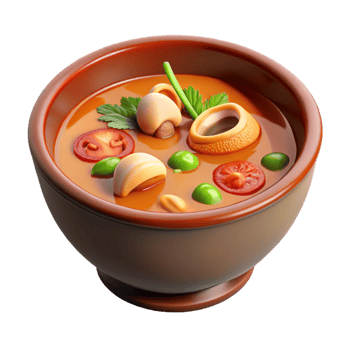 3D Cartoon of spicy Thai Tom Yum soup png