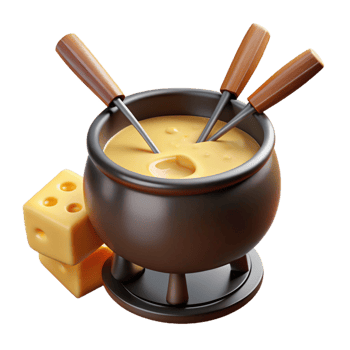 3D Cartoon Cheese Fondue Pot Icon png
