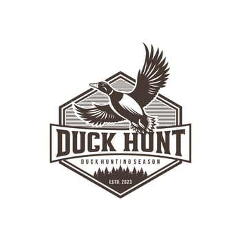 Duck hunting logo established 2023 vector
