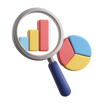 3D Chart Analysis with Magnifying Glass for Simple Insights png