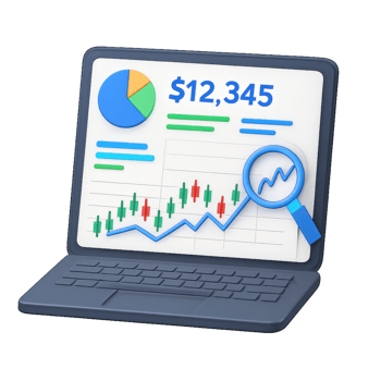 3D Financial Dashboard with Graphs and Data Visualization Tools png