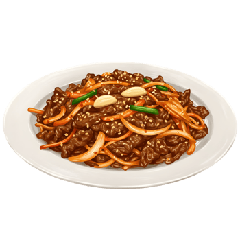 Bulgogi korean food on a plate png
