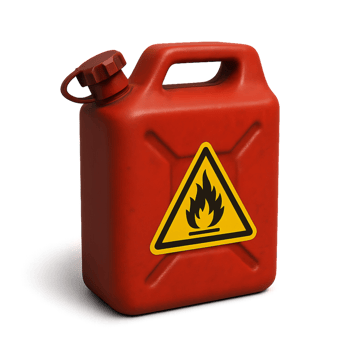 3D Red Fuel Canister with Flame Warning Symbol for Safety Use png