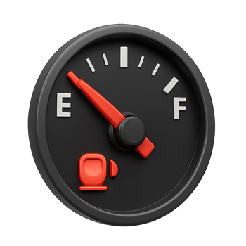 Detailed Fuel Gauge Indicating Low Level with Empty Marker png