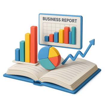 Dynamic 3D Business Report Design with Charts and Graphs png