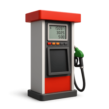Realistic 3D Gas Station Pump Model with Display and Hose png