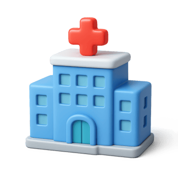 Cute 3D Hospital Icon in Simple Design for Healthcare Themes png