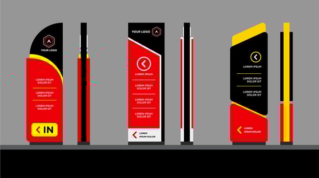Totem advertising Direction signs Exterior and interior vector