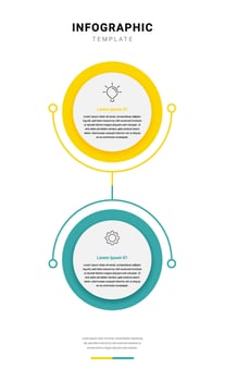 Business education infographic portrait view with 2 shape connected line. Two Round color is yellow and green. vector