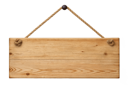 Blank wooden sign hanging with rope transparent png