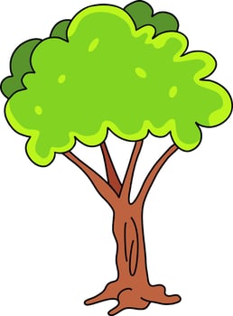 Bright Green Cartoon Tree Illustration vector