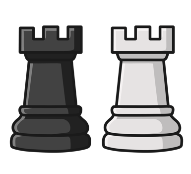 Illustration of Black and White Chess Rook png