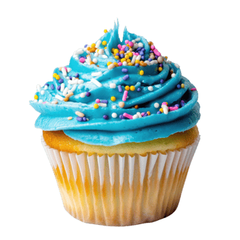 Cupcake with blue icing on transparent background png