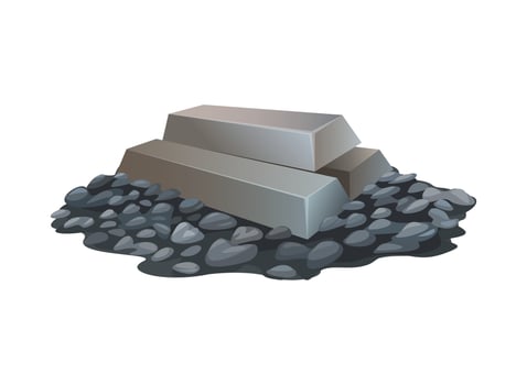 Silver bars on rocky surface vector