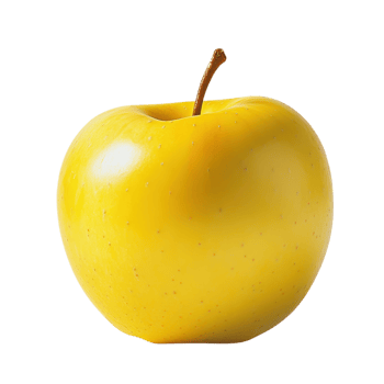A single golden apple on transparent background png