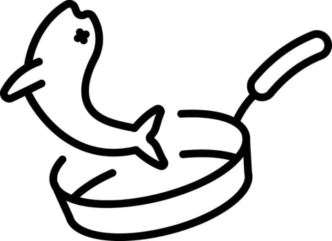 A linear style icon depicting cooking fish vector