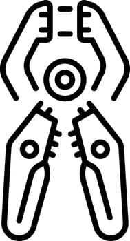 A line style icon depicting crimp tool vector