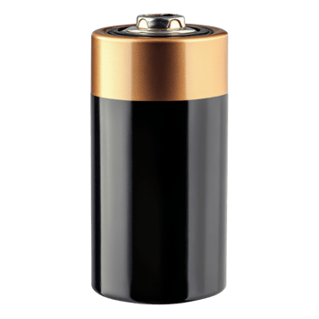 A single d cell battery on transparent background png