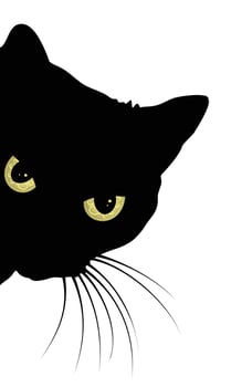 Predatory black cat. vector