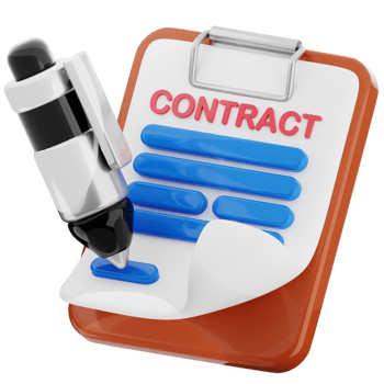 Contract paper 3d illustration. business legal document icon. png