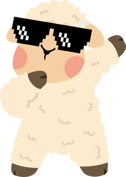 A cartoon sheep wearing sunglasses and holding a microphone png
