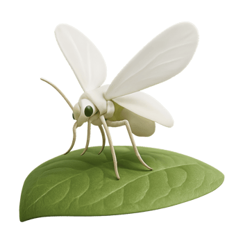 3D Render of Whitefly Insect Hovering Over Green Leaf png
