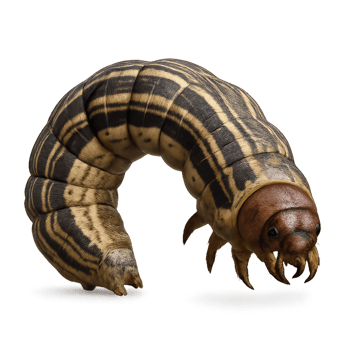 Realistic 3D Render of a Striped Armyworm Caterpillar Display png