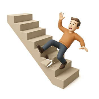 3D Staircase Mishap with Character Falling in a Simple Setting png