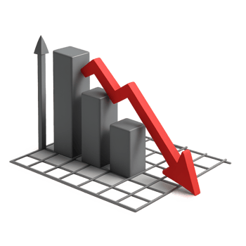 3D Graph Representation of Plummeting Trend in Business Analysis png
