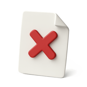 Rejected Document Symbol with Red Cross 3D Illustration Design png