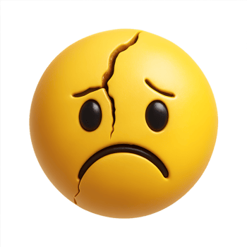Cracked Sad Emoji with Expression of Distress and Disappointment png