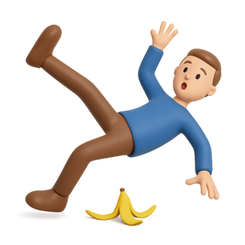 Person Slipping on Banana Peel in Humorous Mishap Scenario png