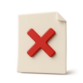 Rejected Document with 3D Style and X Symbol for Notification Use png