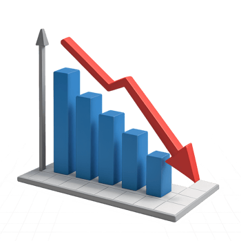 3D Graph Depicting Plummeting Trends in Simple Design png