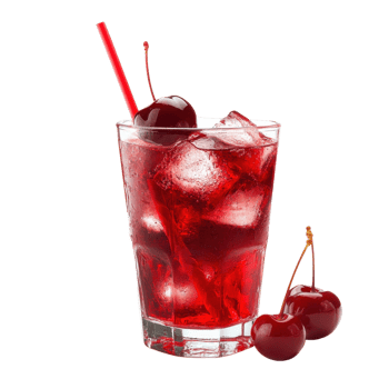 Cherry cocktail with ice on transparent background png