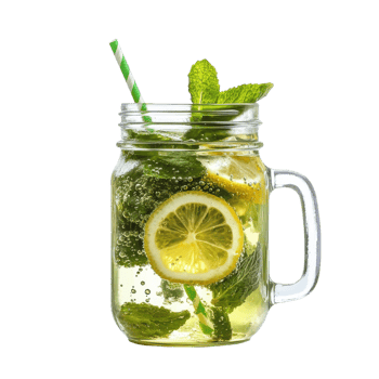 Lemonade in a glass jar on transparent background png