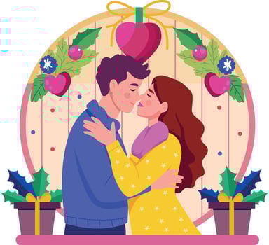 A flat style illustration showing couple romance vector