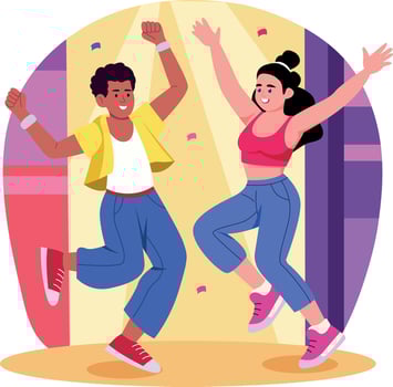 A flat style illustration showing flash mobbing vector