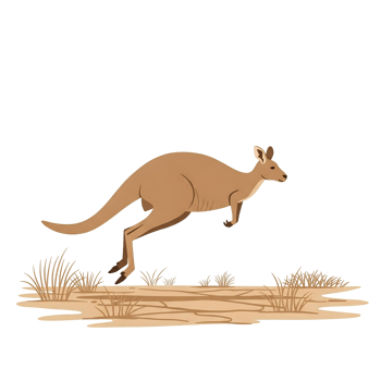 A cartoon kangaroo running across a field png