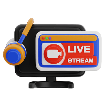 Colorful live stream setup with computer png