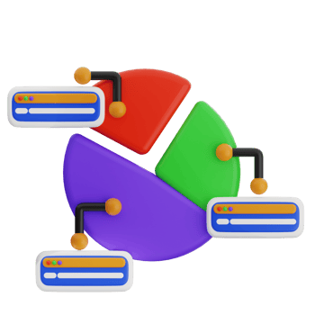 Pie chart 3d illustration. business analytics icon. png