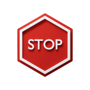 Hexagonal Red Stop Sign with White Stroke 3d Render Illustration Icon png